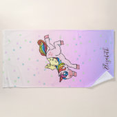 Magisches Einhorn, bunte Sterne - Personalisiert Strandtuch (Vorderseite)