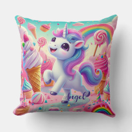 Magisches Einhorn, Cupcakes und Regenbogen Kissen
