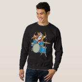 Magisches Einhorn, das als Drummer-Funny ausrockt Sweatshirt (Vorne ganz)