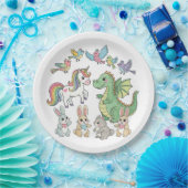 Magisches Einhorn & Drache | Kinderparty-Teller Pappteller (Party)