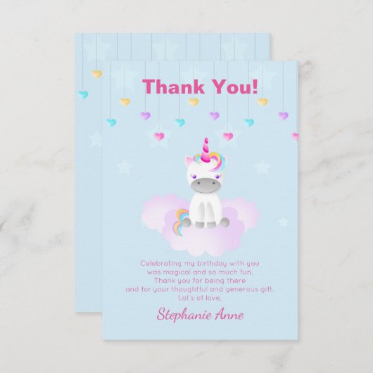 Magisches Einhorn Einladung (Vorne/Hinten)