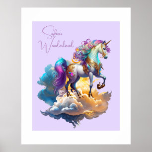 Magisches Einhorn Fantasy Wolken Geburtstag Poster