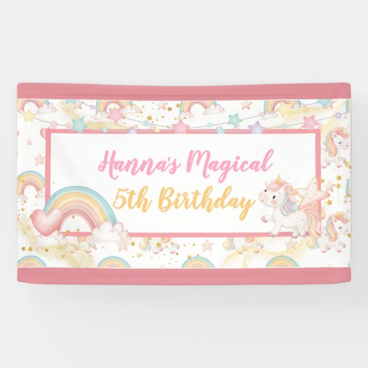 Magisches Einhorn Geburtstag Banner (Horizontal)