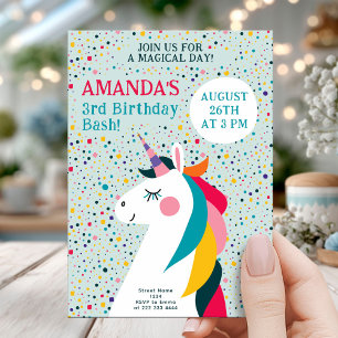 Magisches Einhorn Geburtstag Bash Editable Kids Pa Einladung