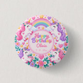 Magisches Einhorn Geburtstag Button (Vorderseite)