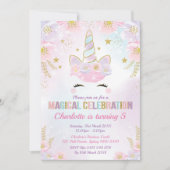 Magisches Einhorn Geburtstag / Pastellrosa Lila Go Einladung (Vorderseite)