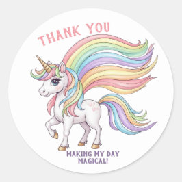Magisches Einhorn-Geburtstags-Sticker | Danke-Labe Runder Aufkleber