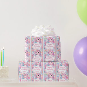 Magisches Einhorn-Geburtstagsdesign mit Regenbögen Geschenkpapier