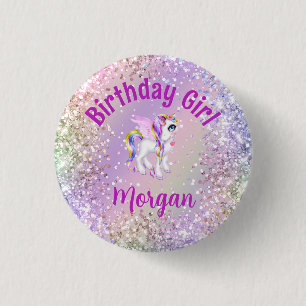 Magisches Einhorn Geburtstagsmädchen Button