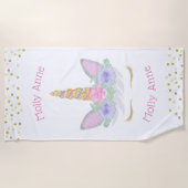 Magisches Einhorn Gesicht Eyelashes Strandtuch (Vorderseite)
