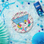Magisches Einhorn Girly Rainbow Retro Stars Dreiec Pappteller (Party)