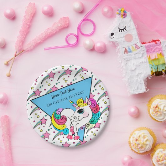 Magisches Einhorn Girly Rainbow Retro Stars Dreiec Pappteller (Party)