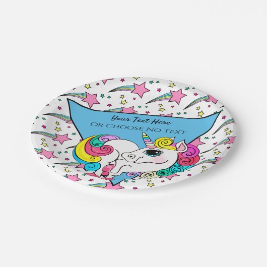 Magisches Einhorn Girly Rainbow Retro Stars Dreiec Pappteller (Schrägansicht)