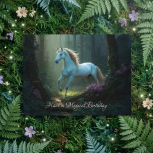 Magisches Einhorn im verzauberten Wald Geburtstag Karte