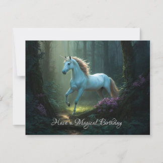 Magisches Einhorn im verzauberten Wald Geburtstag Postkarte