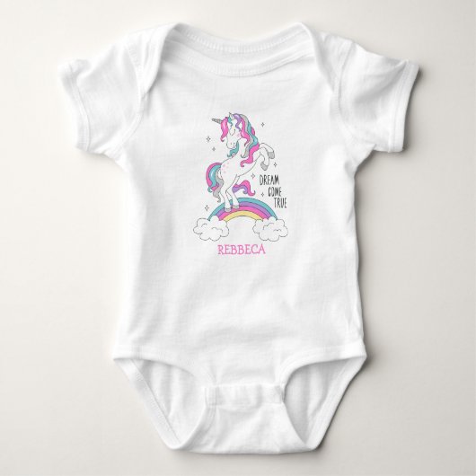 Magisches Einhorn in pink und silber Glitzer Mädch Baby Strampler (Vorderseite)