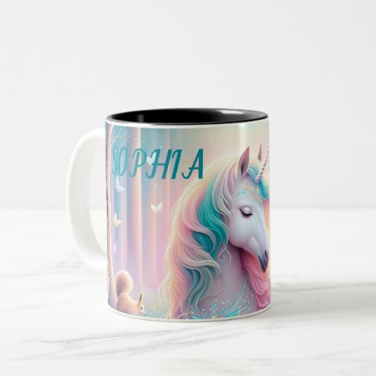 Magisches Einhorn, Kinderzimmer Baby/ Kinder Indiv Zweifarbige Tasse (Vorderseite Links)