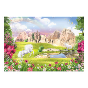 Magisches Einhorn-Königreich – Fantasie-Schlosslan Fotodruck