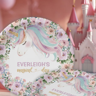 Magisches Einhorn Lila Blume 1. Geburtstag Pappteller