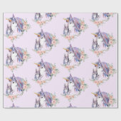 Magisches Einhorn-Mama- und Babywassermuster Geschenkpapier (Flach)
