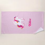 Magisches Einhorn mit individuellem Namen oder Tex Strandtuch (Vorderseite)