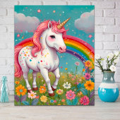Magisches Einhorn mit Rainbow Kids Room Poster