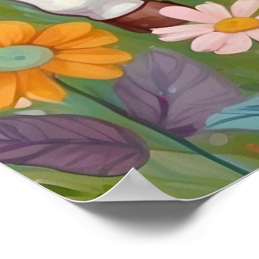 Magisches Einhorn mit Rainbow Kids Room Poster (Ecke)