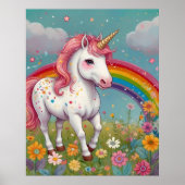 Magisches Einhorn mit Rainbow Kids Room Poster (Vorne)