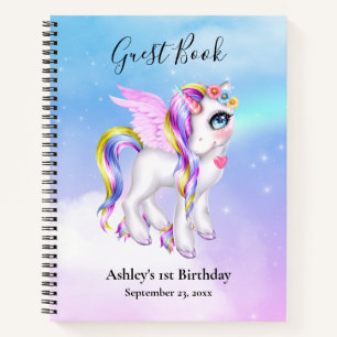 Magisches Einhorn mit Rainbow Mane & Schwanz Gäste Notizblock