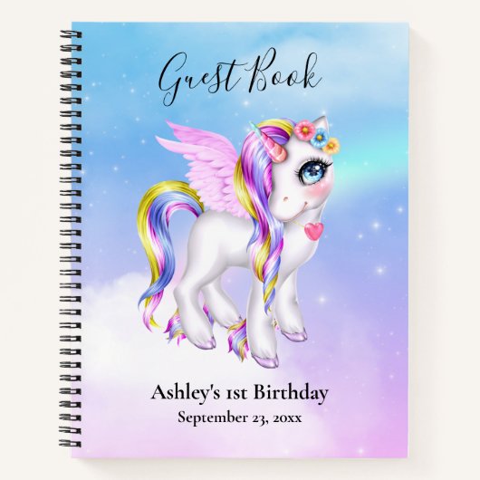 Magisches Einhorn mit Rainbow Mane & Schwanz Gäste Notizblock (Vorderseite)