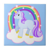 Magisches Einhorn mit Regenbogen-Fliese Fliese (Vorderseite)