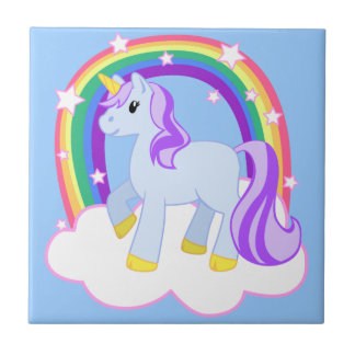 Magisches Einhorn mit Regenbogen-Fliese Fliese