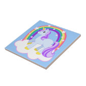 Magisches Einhorn mit Regenbogen-Fliese Fliese (Seite)