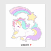 Magisches Einhorn mit Regenbogen-Shooting-Star Aufkleber (Blatt)