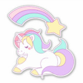 Magisches Einhorn mit Regenbogen-Shooting-Star Aufkleber (Vorderseite)