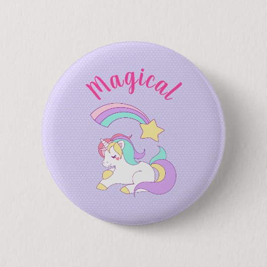 Magisches Einhorn mit Regenbogen-Shooting-Star Button (Vorderseite)