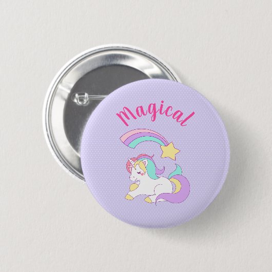 Magisches Einhorn mit Regenbogen-Shooting-Star Button (Vorne & Hinten)