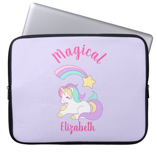 Magisches Einhorn mit Regenbogen-Shooting Star Cus Laptopschutzhülle (Vorderseite)