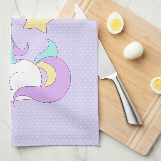 Magisches Einhorn mit Regenbogen-Shooting-Star Geschirrtuch (Viertel Falte)