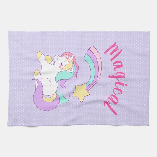 Magisches Einhorn mit Regenbogen-Shooting-Star Geschirrtuch (Horizontal)