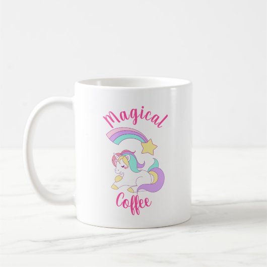 Magisches Einhorn mit Regenbogen-Shooting-Star Kaffeetasse (Links)