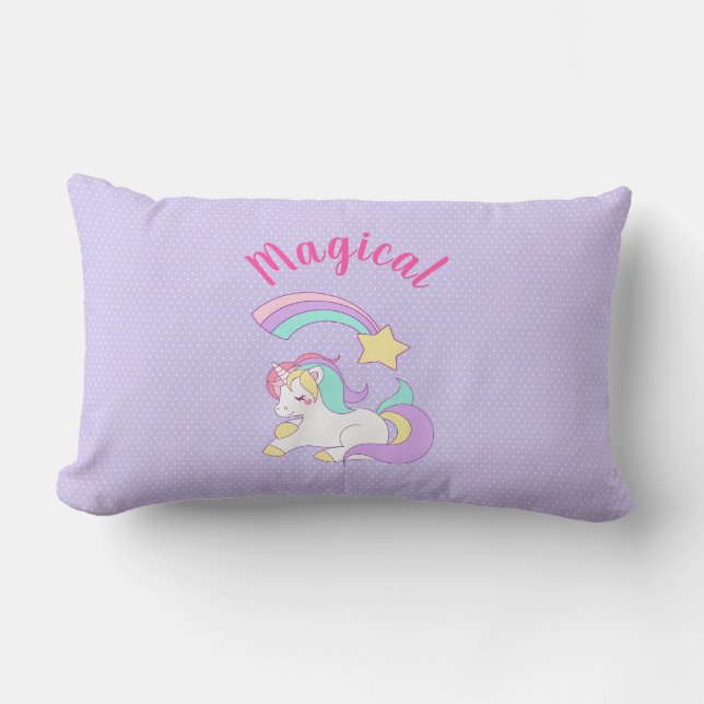 Magisches Einhorn mit Regenbogen-Shooting-Star Lendenkissen (Vorderseite)