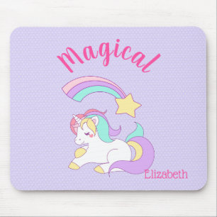 Magisches Einhorn mit Regenbogen-Shooting-Star Mousepad