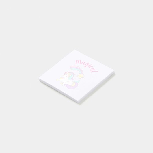 Magisches Einhorn mit Regenbogen-Shooting-Star Post-it Klebezettel (angewinkelt)