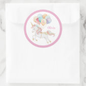 Magisches Einhorn mit Regenbogenballons Name & Alt Runder Aufkleber (Tasche)