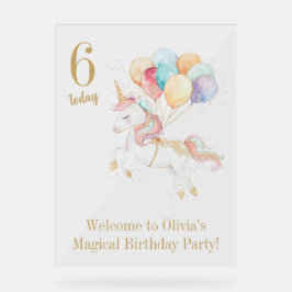 Magisches Einhorn mit Regenbogenballons Willkommen Acrylschild