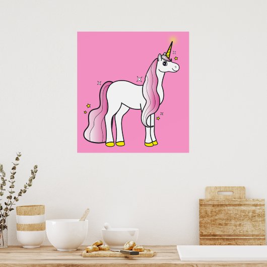 Magisches Einhorn mit rosa Mane und Schwanz Poster (Küche)