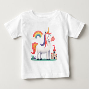 Magisches Einhorn mit Schloss und Regenbogen – Kin Baby T-shirt