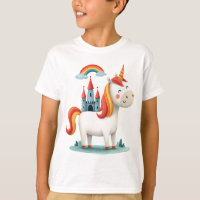 Magisches Einhorn mit Schloss und Regenbogen – Süß