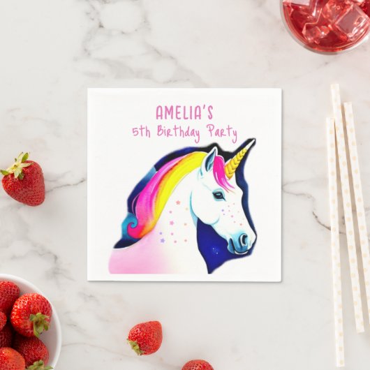 Magisches Einhorn mit Sternen Girl Geburtstag Serviette (Beispiel)